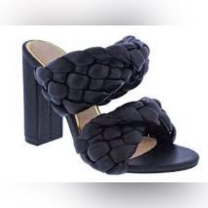 Liliana Size 7.5 Elegant Black Braided Women's Heels